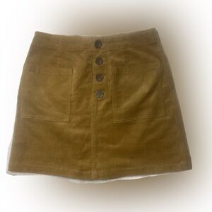 Brown Corduroy Skirt with Button Detail